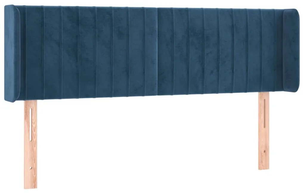 Cabeceira cama c/ luzes LED veludo 147x16x78/88 cm azul-escuro