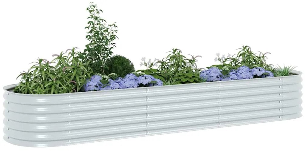 Canteiro elevado de jardim aço galvanizado 320x80x44cm prateado