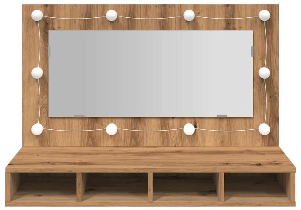 Toucador de Parede com Luzes LED - 90x31,5x62 cm - Carvalho Artisiano