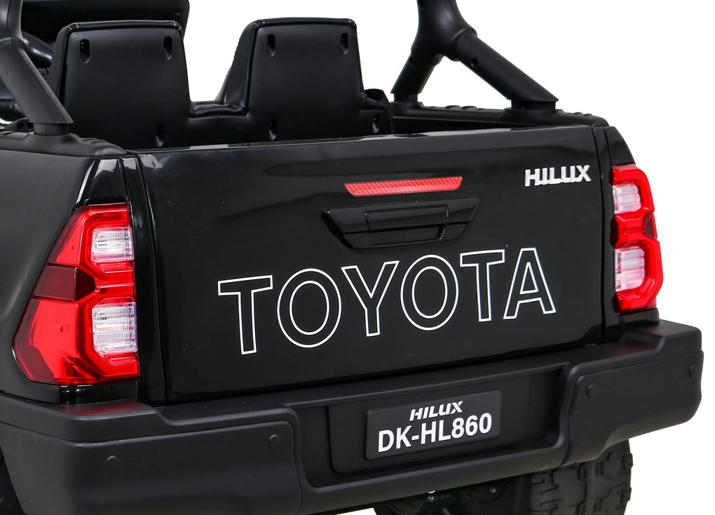 Carro elétrico para Crianças Toyota Hilux 12V 4x4 Rodas Espuma EVA, Assento couro ecológico Preto
