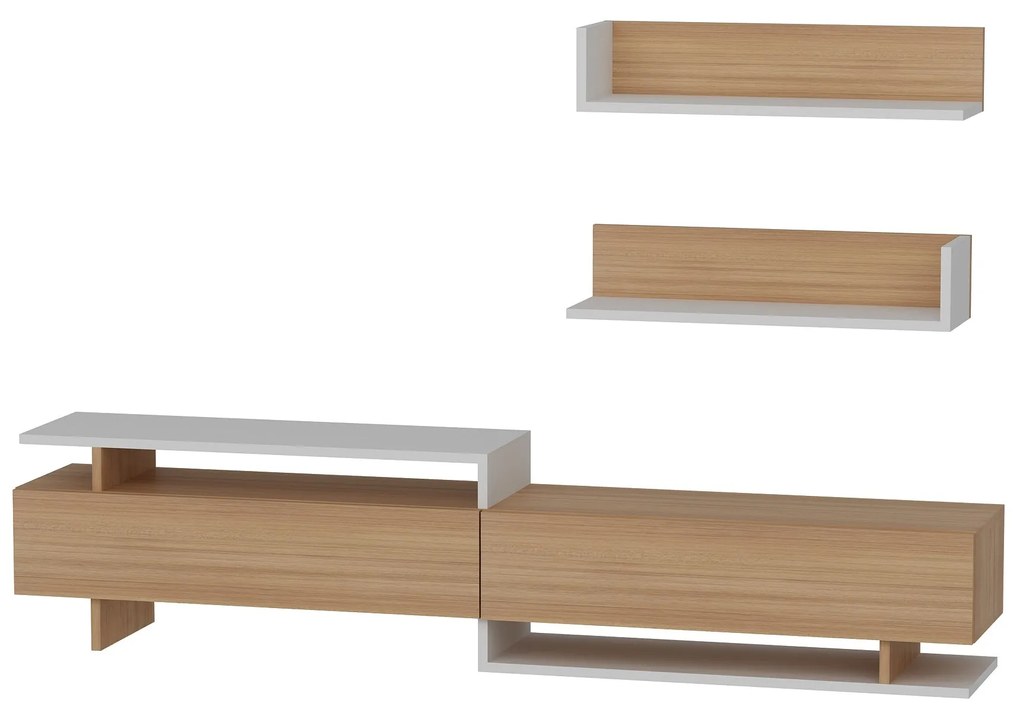 Unidade de TV Ayaz – Branco e Teca – 180x40x37,4 cm