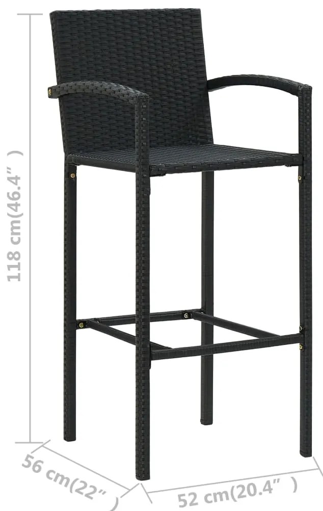Bancos de bar 4 pcs vime PE preto