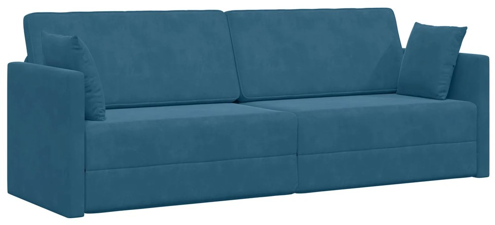 Sofá Cama 2 em 1 Azul 213x144x60 cm Veludo