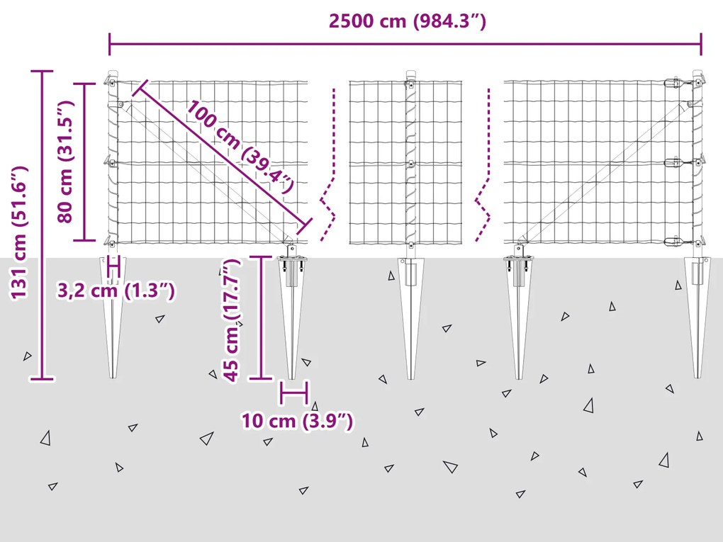 Cerca Euro com 13 Postes de Espeto 0,8x25 m Aço Galvanizado Verde