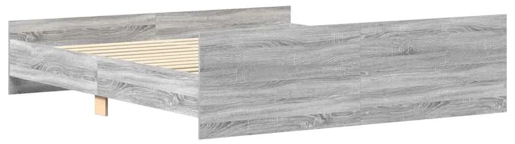 Estrutura cama c/ cabeceira e apoio pés 160x200 cm cinza sonoma