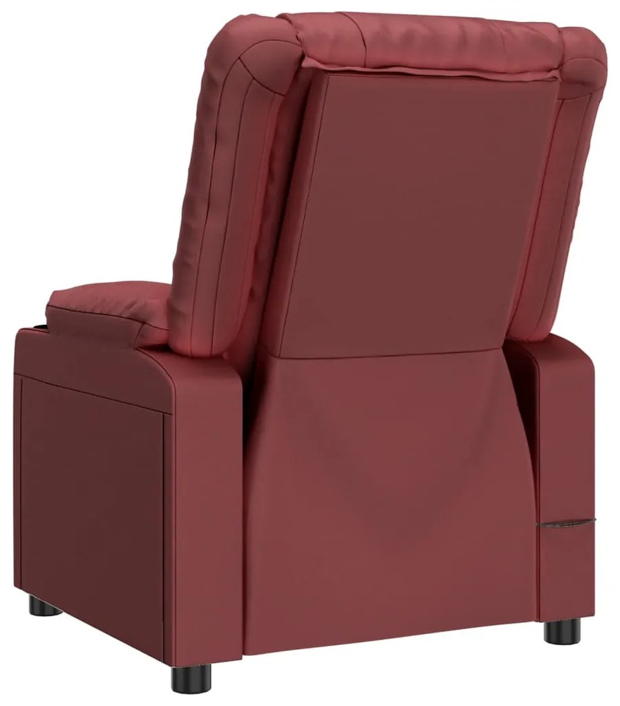 Poltrona reclinável couro artificial vermelho tinto