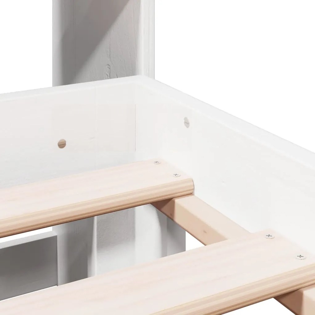 Cama com estante sem colchão 180x200 cm pinho maciço branco