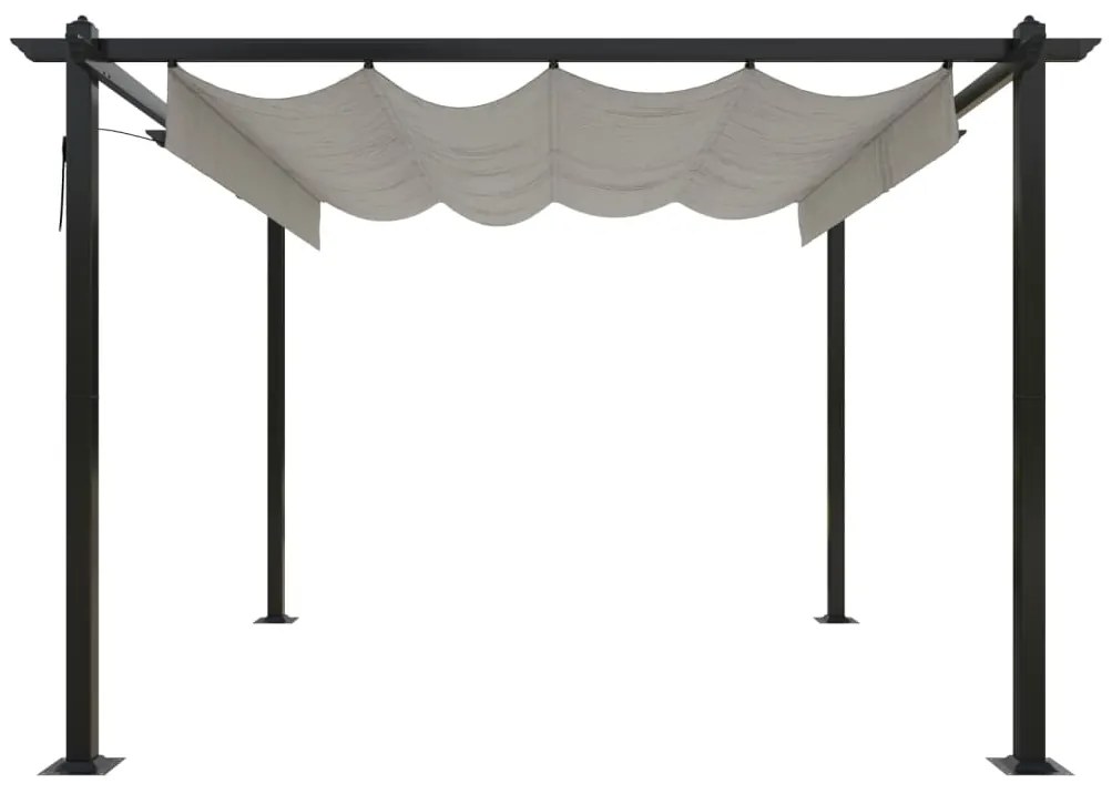 Gazebo de jardim com telhado retrátil 3x3 m cor creme