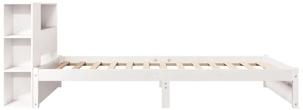 Cama com estante sem colchão 100x200 cm pinho maciço branco