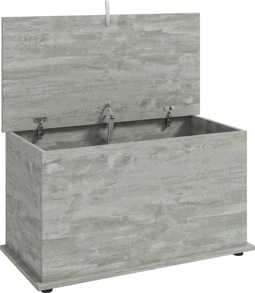 HOMCOM Baú de Arrumação, Banco de Arrumação com Tampa Dobrável e Dobradiças de Segurança, 80 x 40 x 45 cm, Cinza | Aosom Portugal