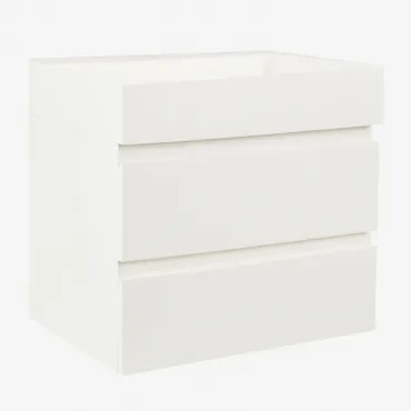 Conjunto De Móvel De Casa De Banho Suspenso Em Madeira E Folha De Freixo Com Lavatório Integrado Ona Branco & Sem Espelho & Sem - Sklum