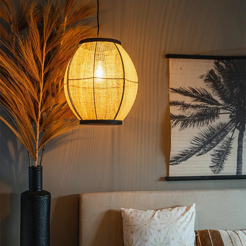 Candeeiro de suspensão oriental castanho 35 cm - Rob