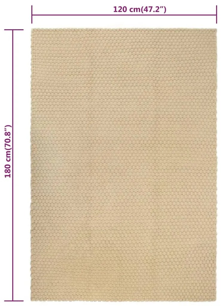 Tapete retangular natural 120x180 cm algodão