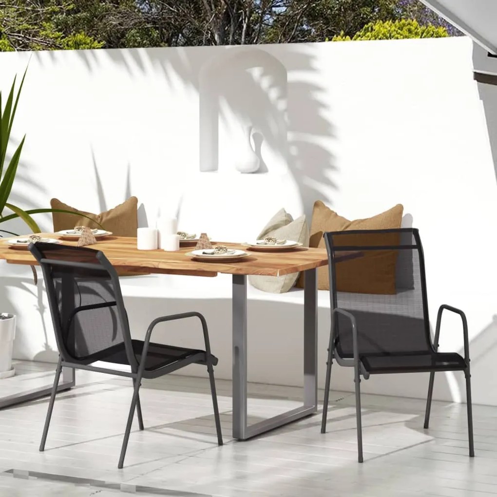 vidaXL Cadeiras de jardim 2 pcs aço e textilene preto