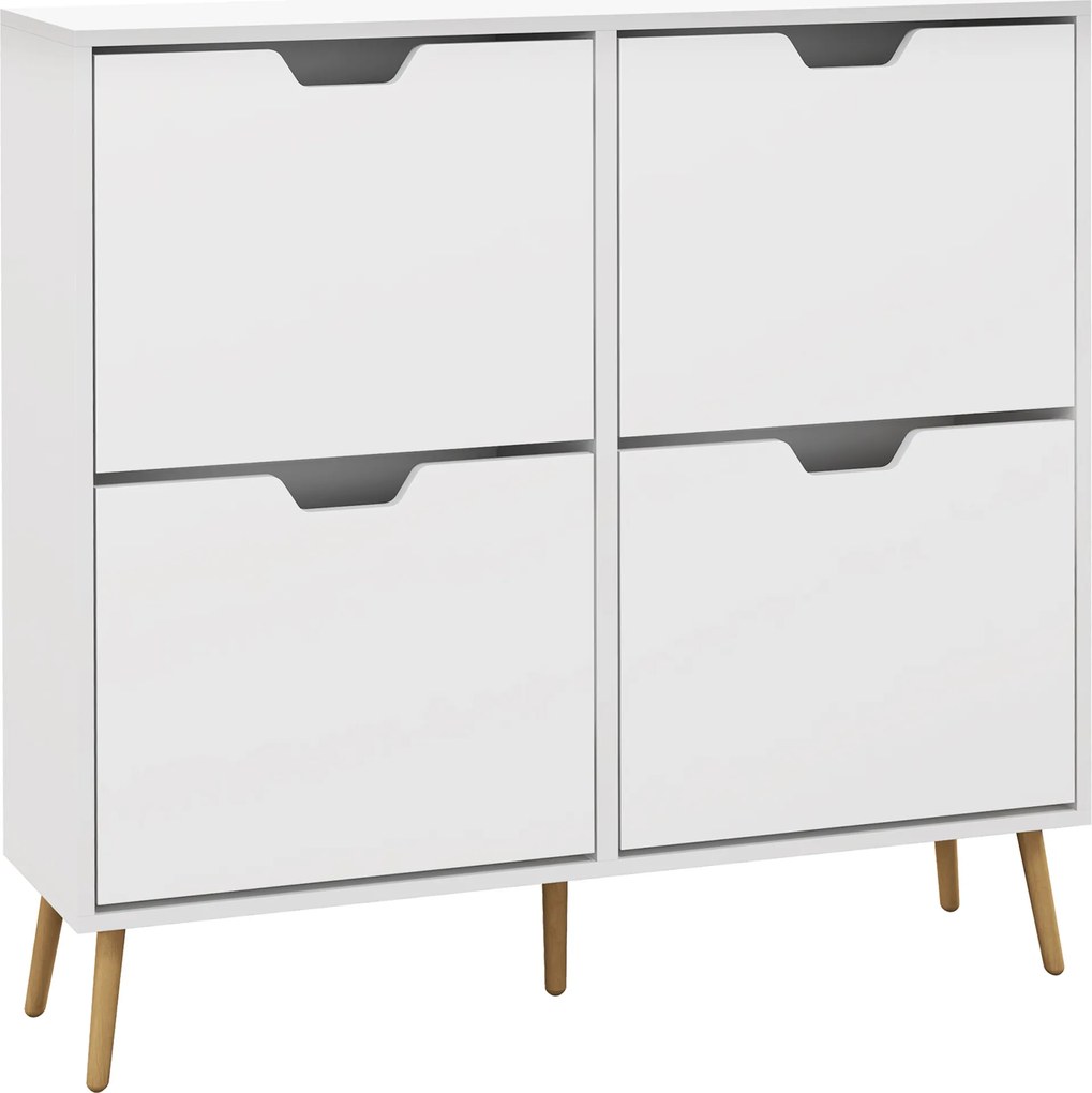 HOMCOM Sapateira para 16 Pares de Sapatos com 4 Gavetas e Prateleiras Ajustáveis 95x26x95 cm Branco | Aosom Portugal