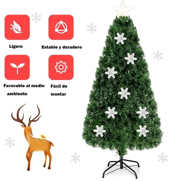 Árvore de Natal Artificial em PVC de 1,5m com base iluminada em fibra de vidro que muda de cor para a festa de Natal em casa Verde