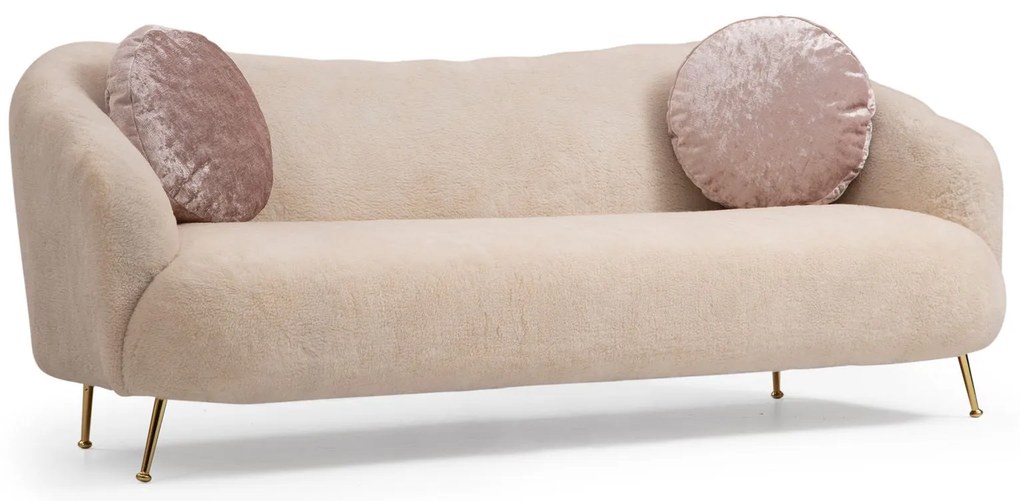 Sofá de 3 Lugares Istiridye – Bege – 215x90x80 cm