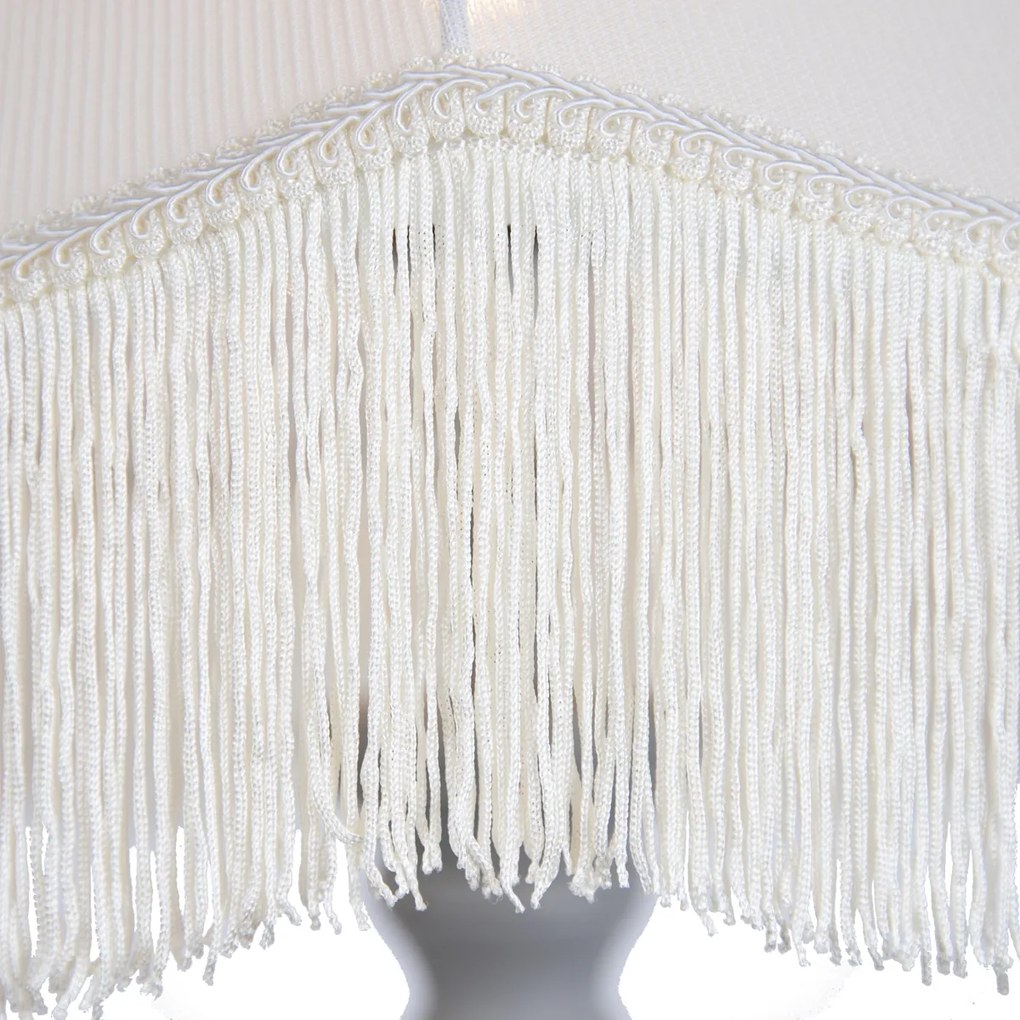 Candeeiro de pé cinzento com abajur bege e interior branco 45cm - Classico