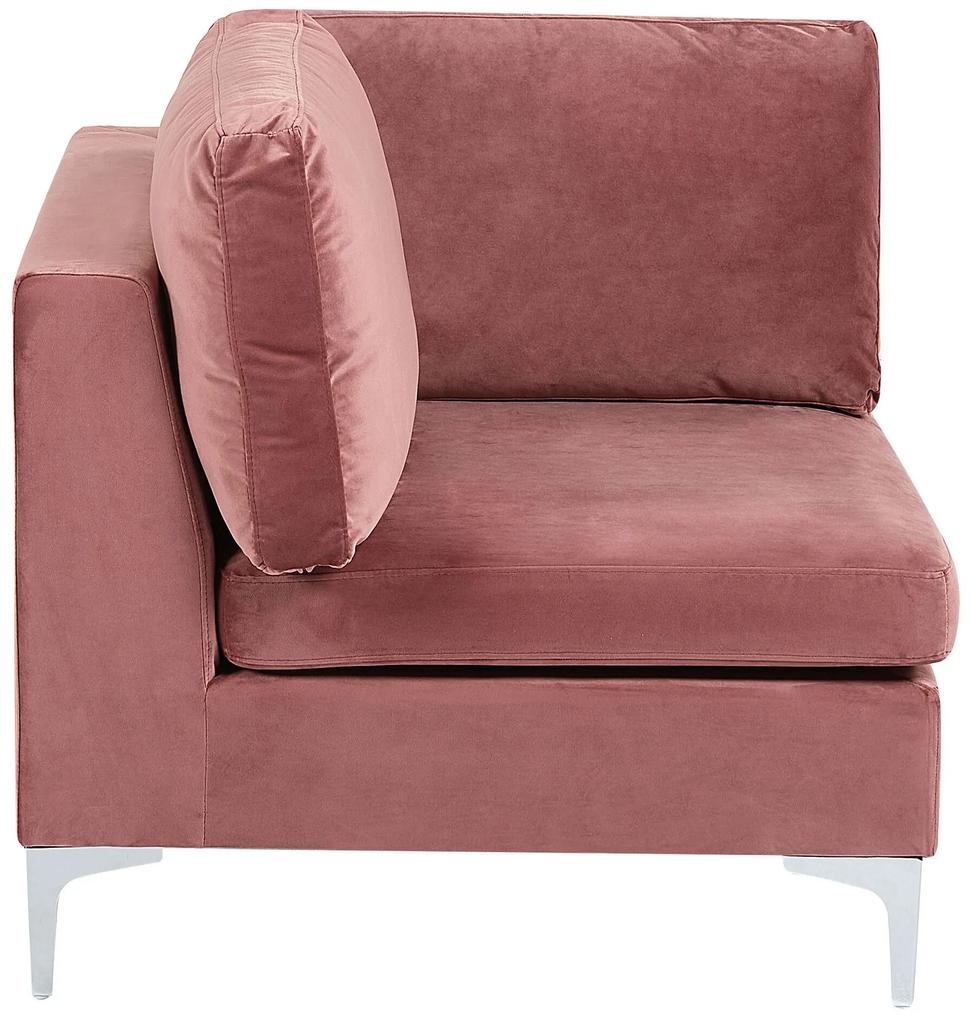Sofá de canto de 6 lugares em veludo rosa com repousa-pés versão à direita EVJA Beliani