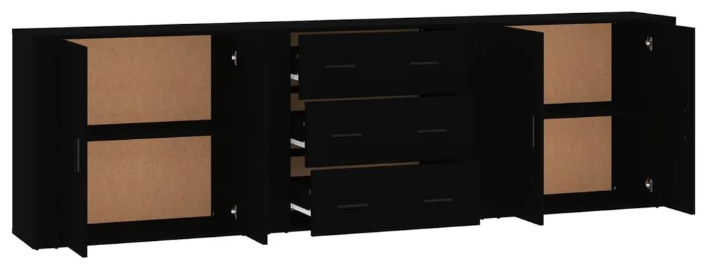 Aparadores 3 pcs derivados de madeira preto