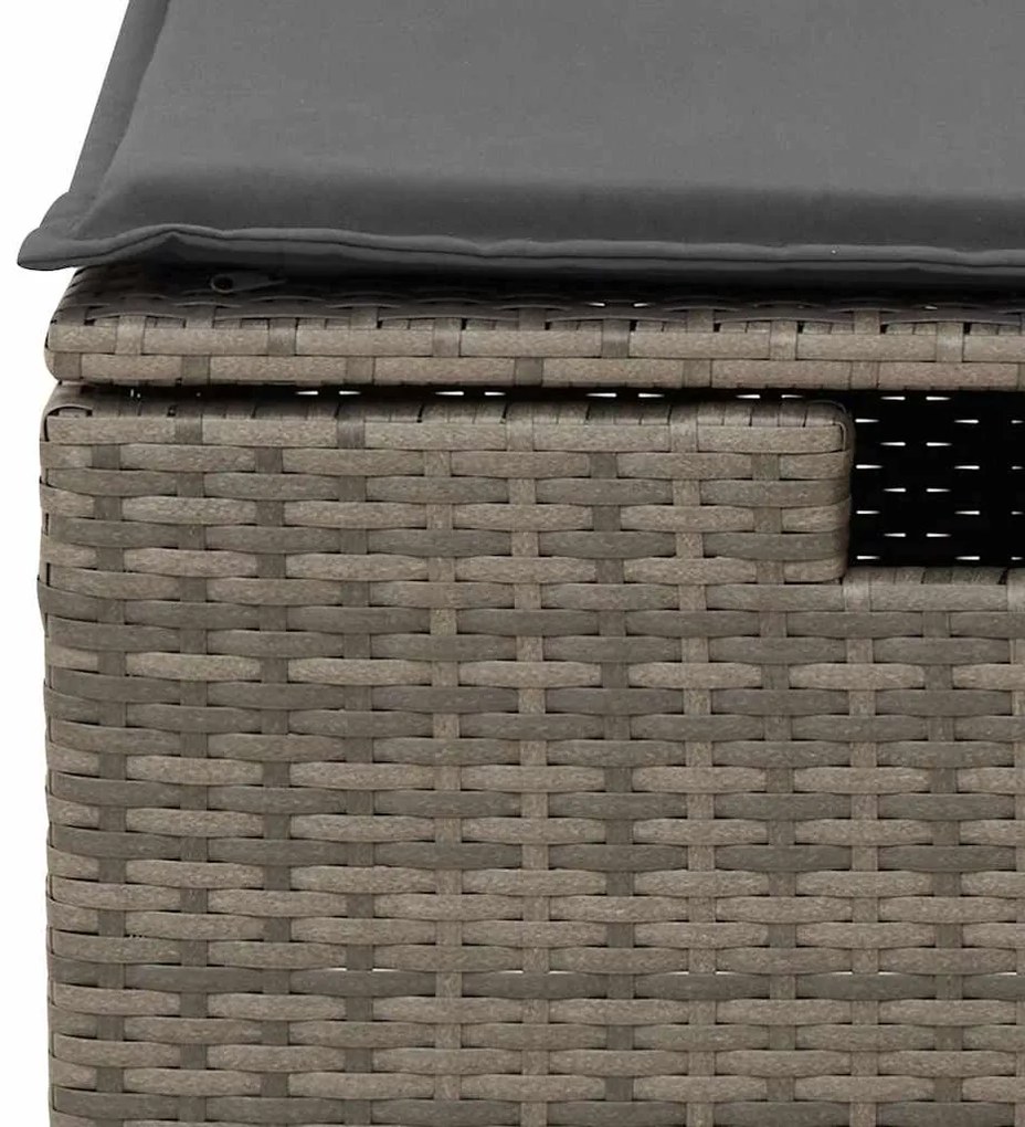 8 pcs conjunto sofás de jardim c/ almofadões vime PE cinzento