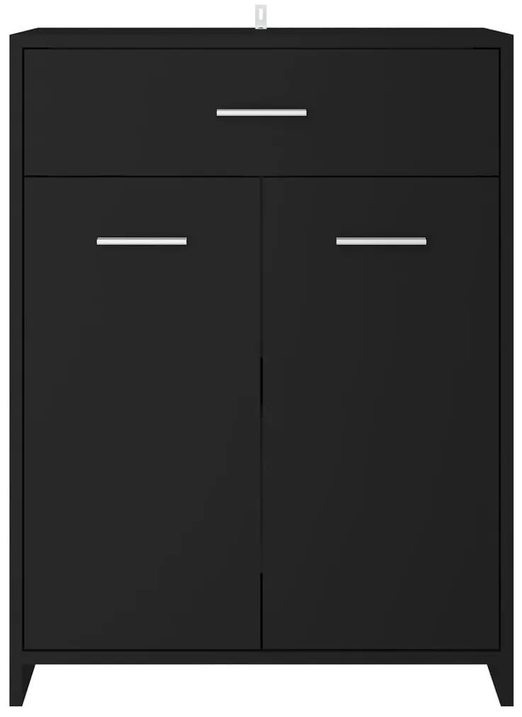 4 pcs conjunto de móveis de casa de banho preto