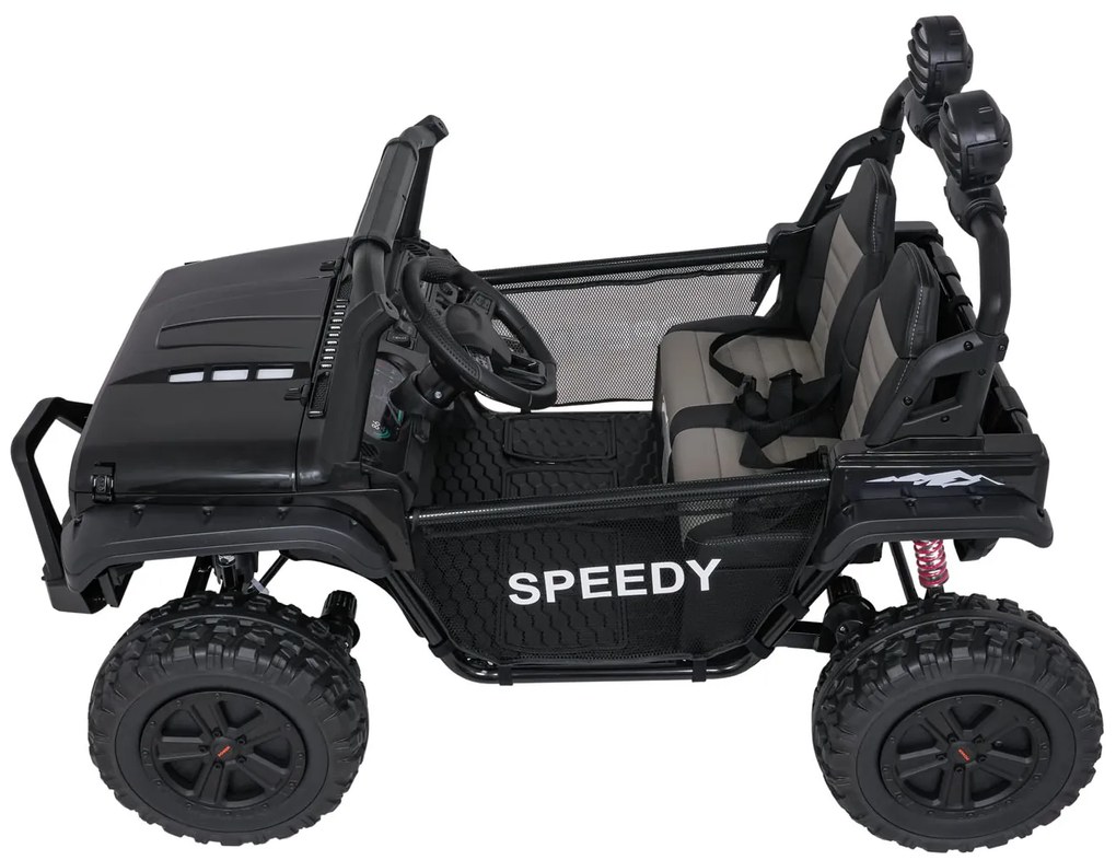 Jipe elétrico para Crianças 2 Lugares 24V 4x4 PASSION 4x4 Off-Road Rodas Espuma EVA, Assento couro ecológico Preto