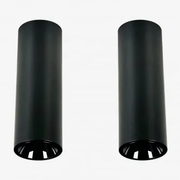 Pack De 2 Apliques De Teto Led De Superfície Redondos Ø5,7 Cm Para Exterior Em Alumínio Luisiana Preto & Branco Cálido 2700k & 8 W & 23º - Sklum