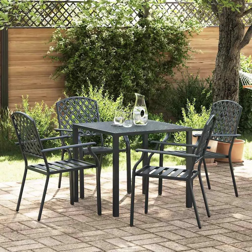 vidaXL Cadeiras de jardim design rede 4 pcs aço antracite