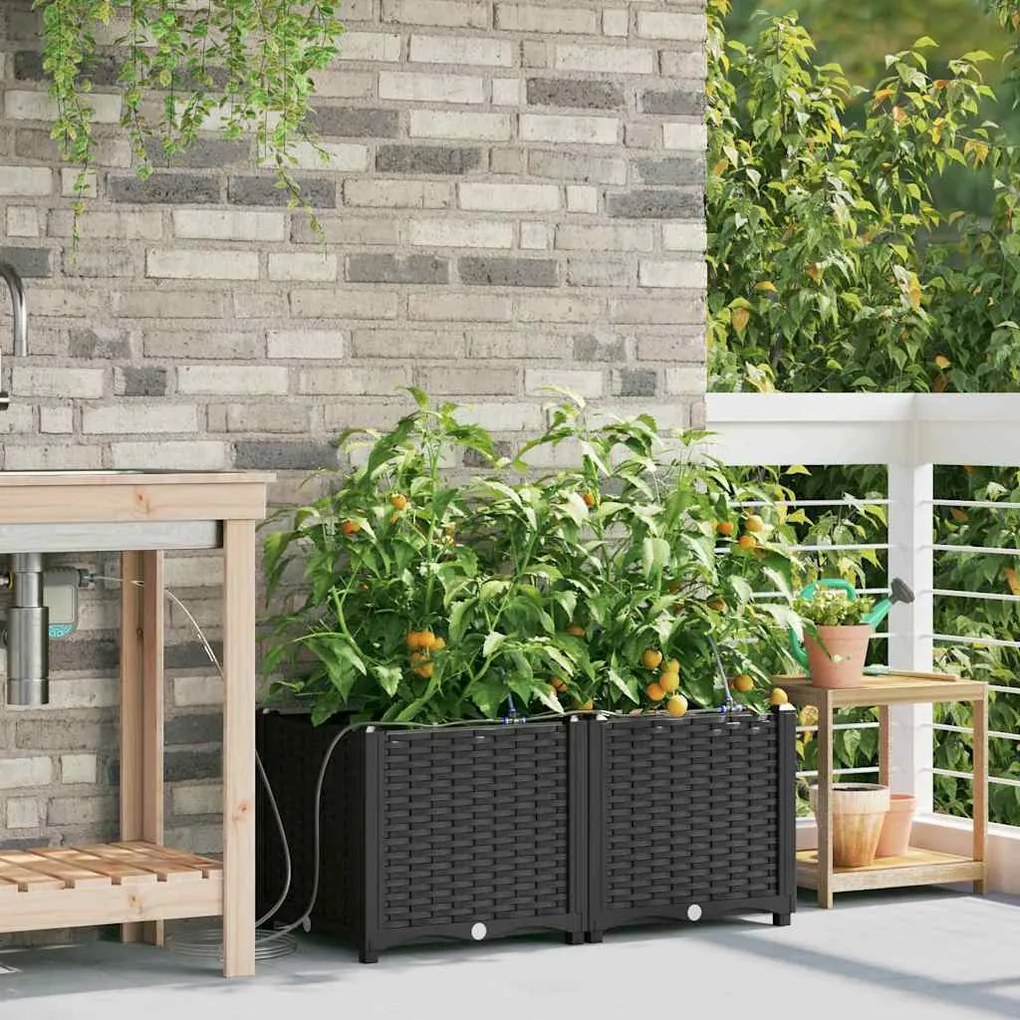 Jardineiras de Jardim 1 pc Preto 80 x 40 x 37.5 cm Plástico