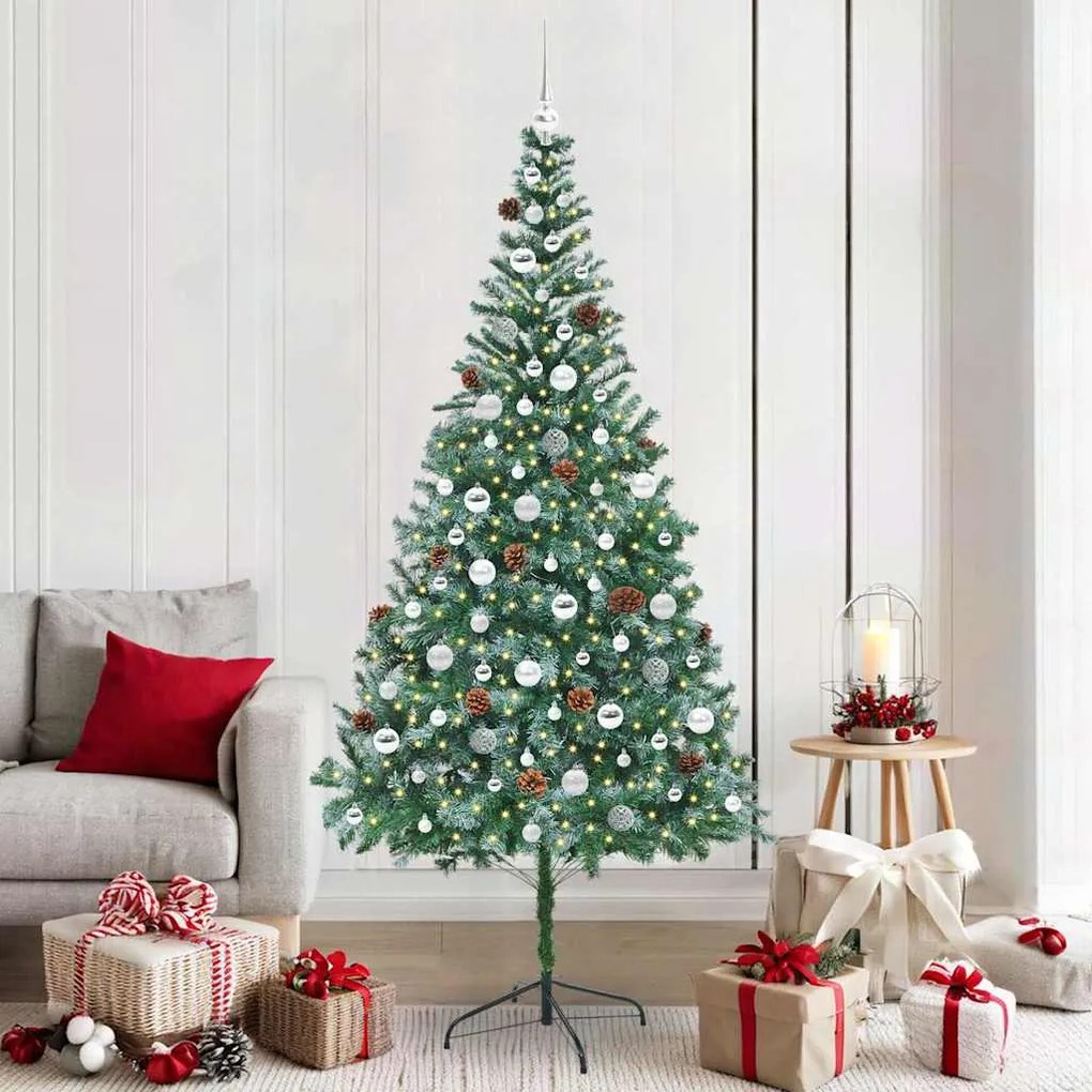 vidaXL Árvore de Natal Artificial com 300 LEDs Verde 210 cm PVC e Aço