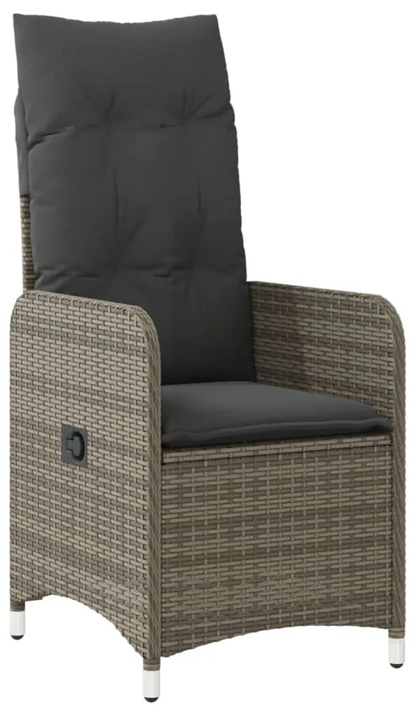 Cadeiras jardim reclináveis 2 pcs com mesa vime PE cinzento