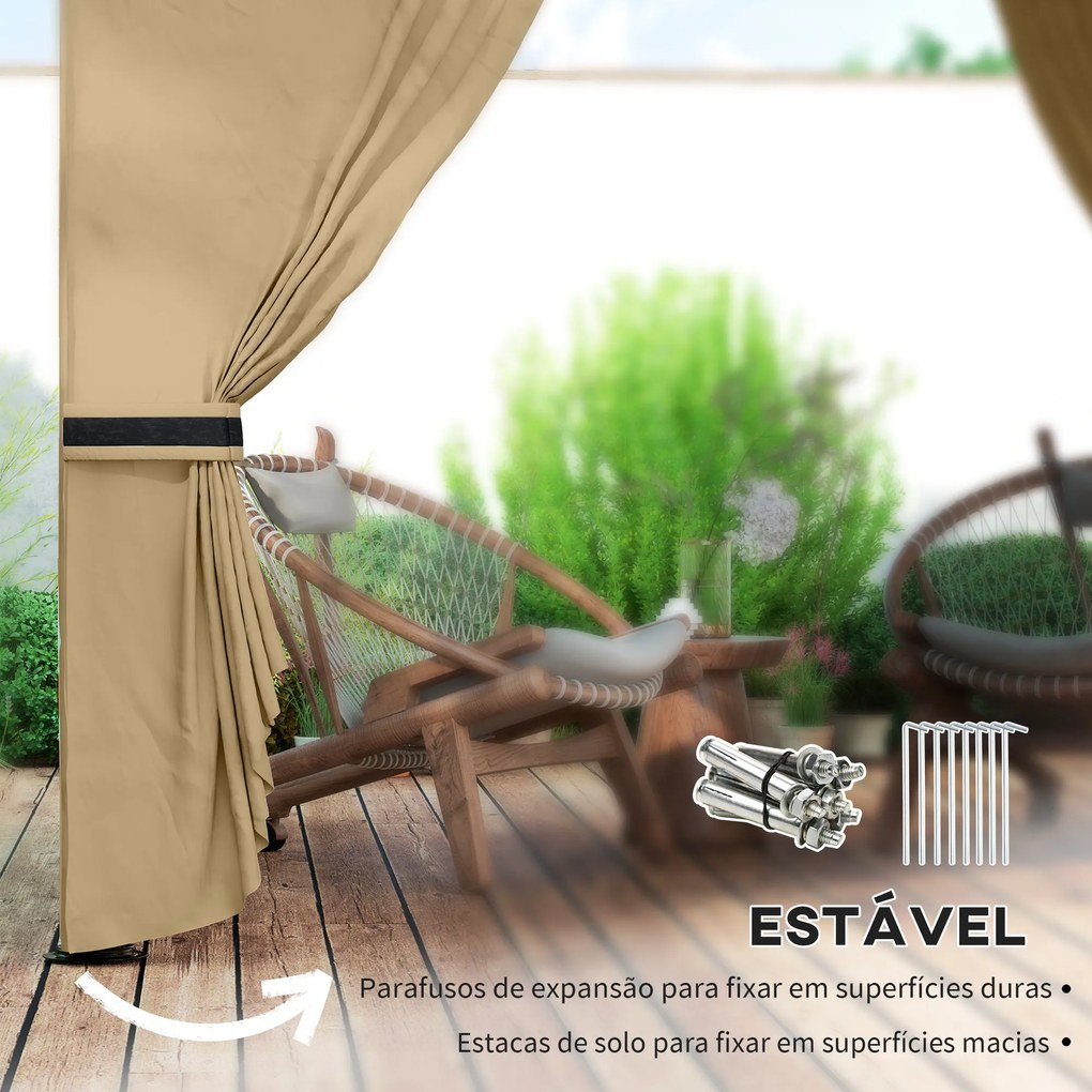 Tenda de Jardim 3,35x3,35 m Tenda de Exterior com Teto Duplo Paredes L