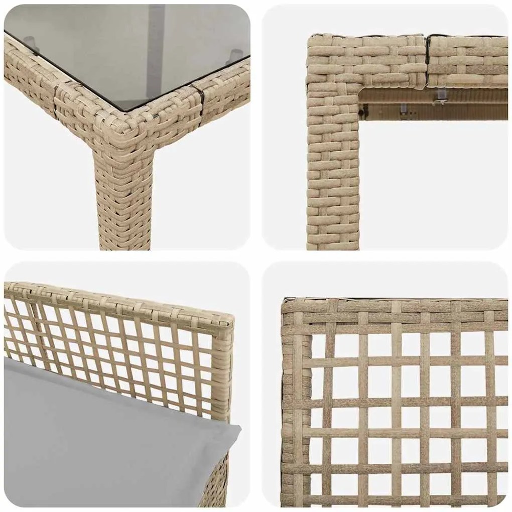 Conjunto de Jantar para Jardim 5 pcs Bege 90 x 90 x 75 cm