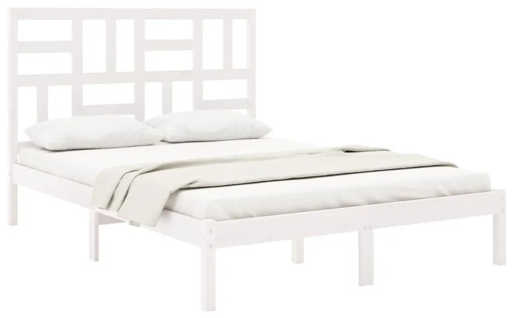 Estrutura de cama 120x200 cm madeira maciça branco