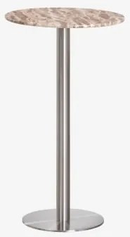 Mesa Alta De Bar Redonda Ø60 Cm Em Pedra Natural Xiren Mármore Bege Panther - Cinzento Escovado - Sklum