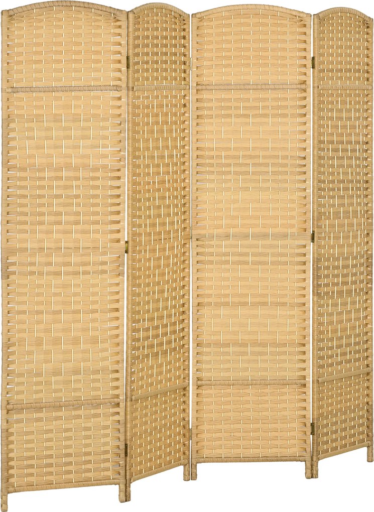 HOMCOM Biombo Dobrável de 4 Painéis Divisor de Ambientes 180x180 cm Ecrã de Privacidade de Polipropileno Madeira | Aosom Portugal
