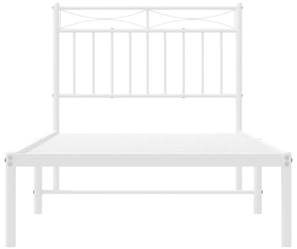 Estrutura de cama com cabeceira 90x200 cm metal branco