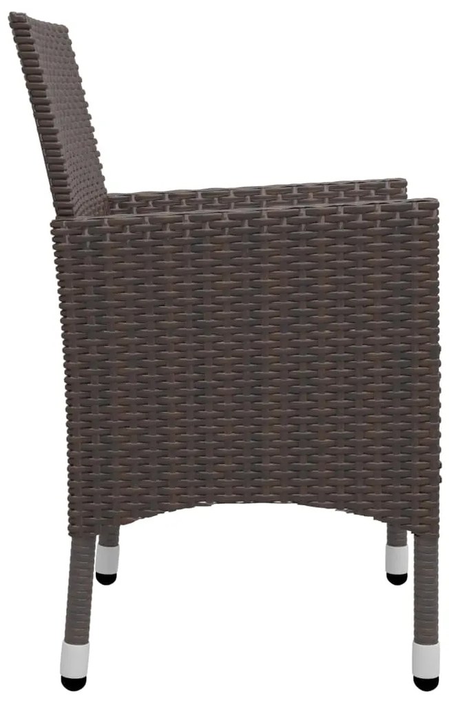 5 pcs conjunto de jantar p/ jardim c/ almofadões castanho