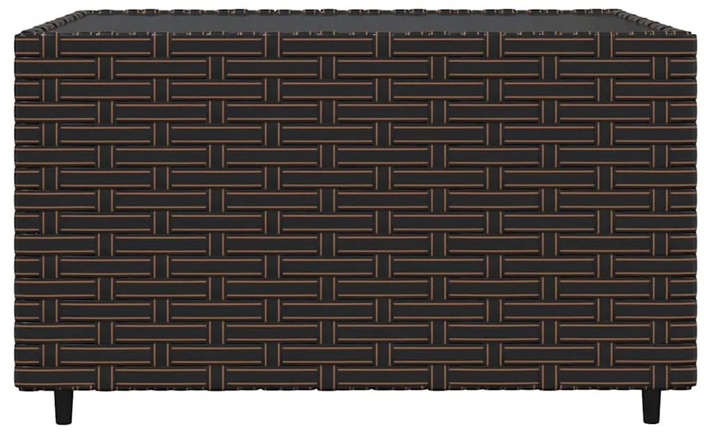 4 pcs conjunto lounge jardim c/ almofadões vime PE castanho