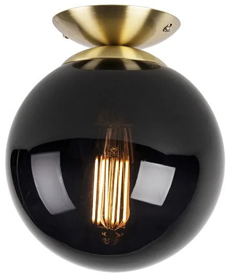 Candeeiro de teto Art Deco latão com vidro preto - Pallon Art Deco