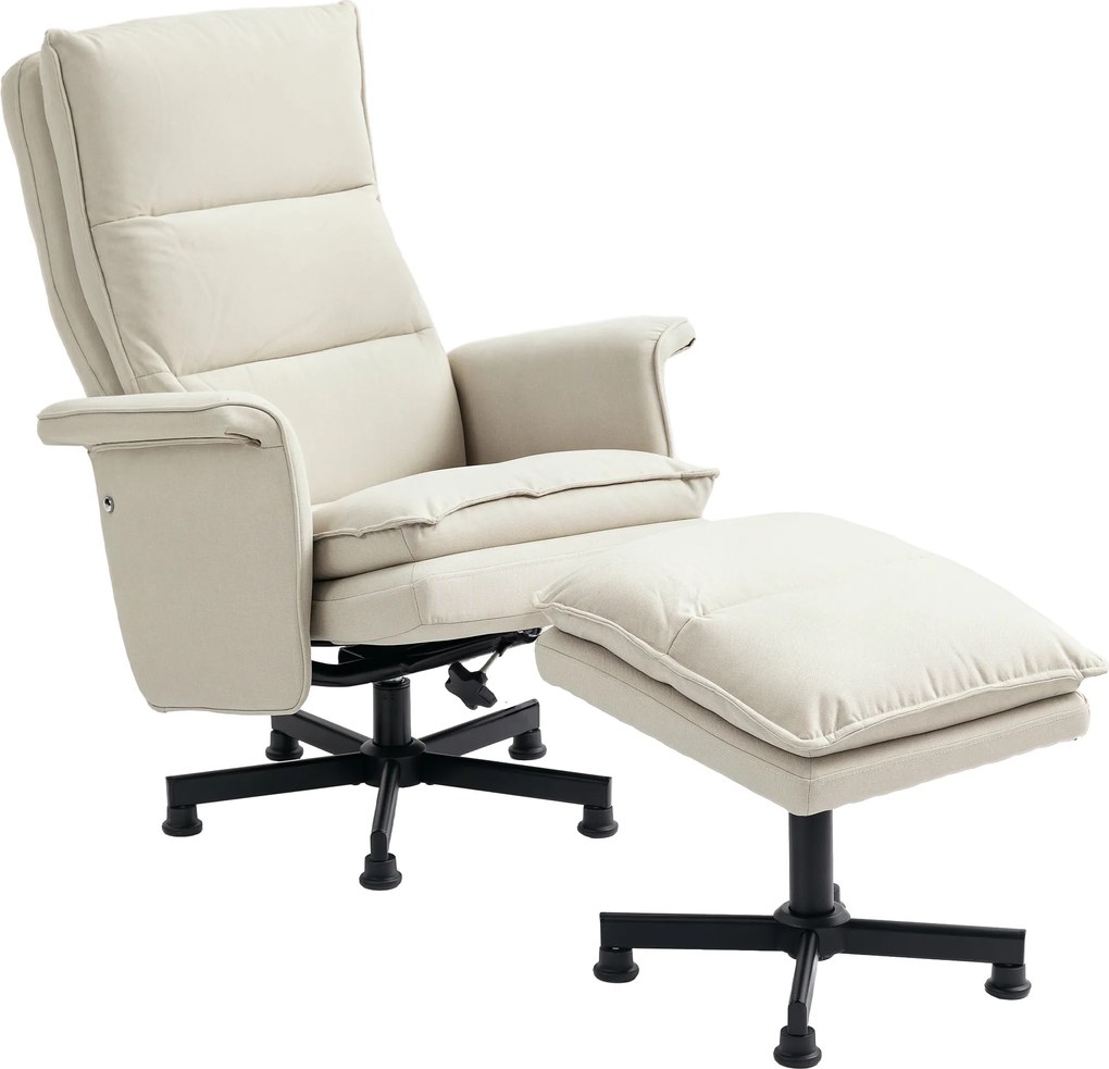 HOMCOM Poltrona Massagista Elétrica Relaxante com Apoio para Os Pés e Telecomando Tecido Efeito Linho 78x93x99 cm Bege | Aosom Portugal