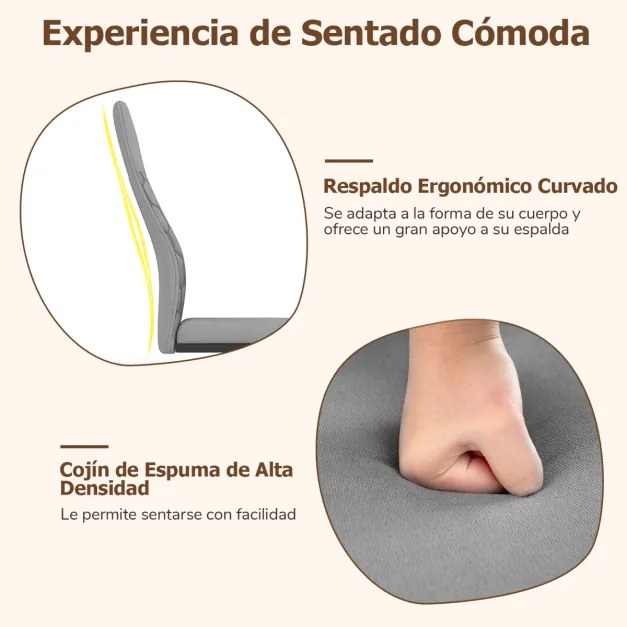 Conjunto de 4 cadeiras de jantar (MESA NÃO INCLUIDA) modernas com encosto alto inclinável, base metálica em forma de U, assento e encosto acolchoados