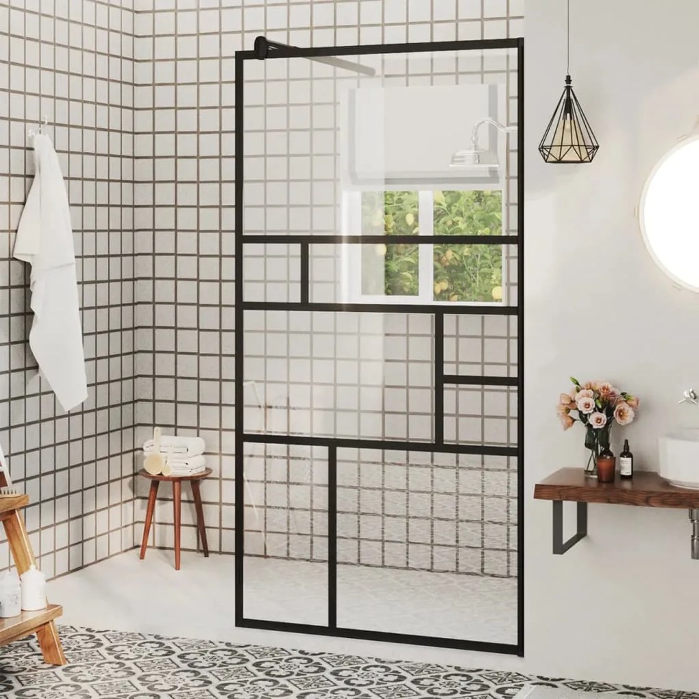 150752 vidaXL Divisória de chuveiro 80x195 cm vidro transparente ESG preto