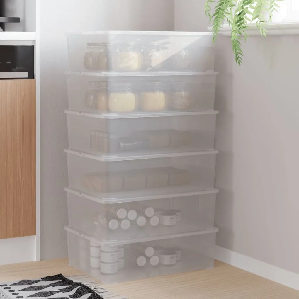 3189188 vidaXL Caixas de arrumação empilháveis 6 pcs 25 L plástico