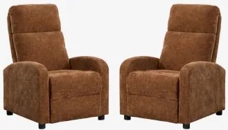 Pack De 2 Poltronas Reclináveis Estofadas Libuliana Chenille Castanho Ferrugem - Sklum