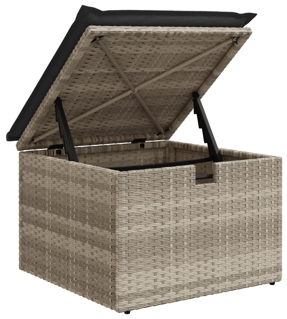 Conjunto de Sofá de Jardim com Almofadas Cinza Claro Rattan Poliéster