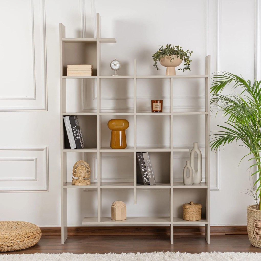 Estante "Manco" - Branco Areira/Arenito - 122x188x25.5cm - Design Mode