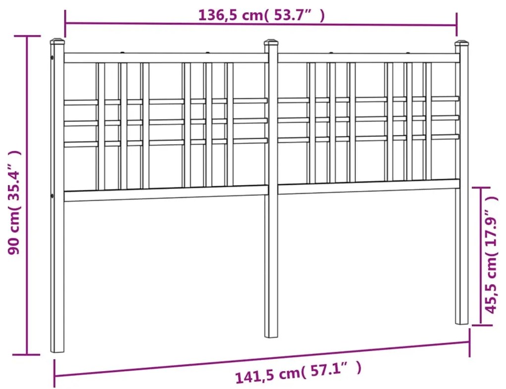 Cabeceira de cama 137 cm metal branco