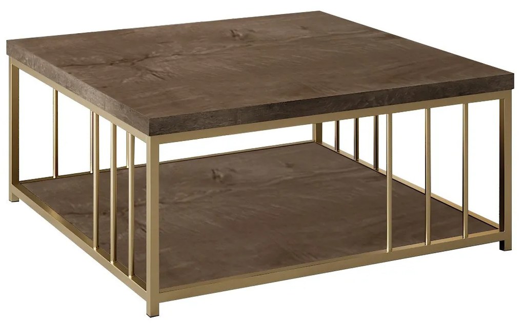 Mesa de Centro Zenn – Noz Dourado – 90x90x40 cm